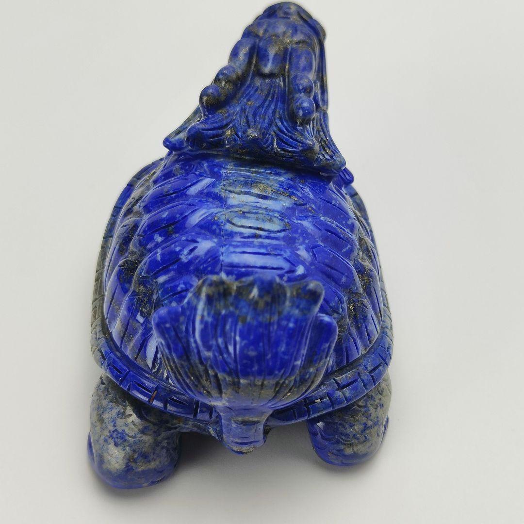 1 美品　ラピスラズリ　龍亀　ロングイ　天然石　龍　亀　金運　開運　原石　風水