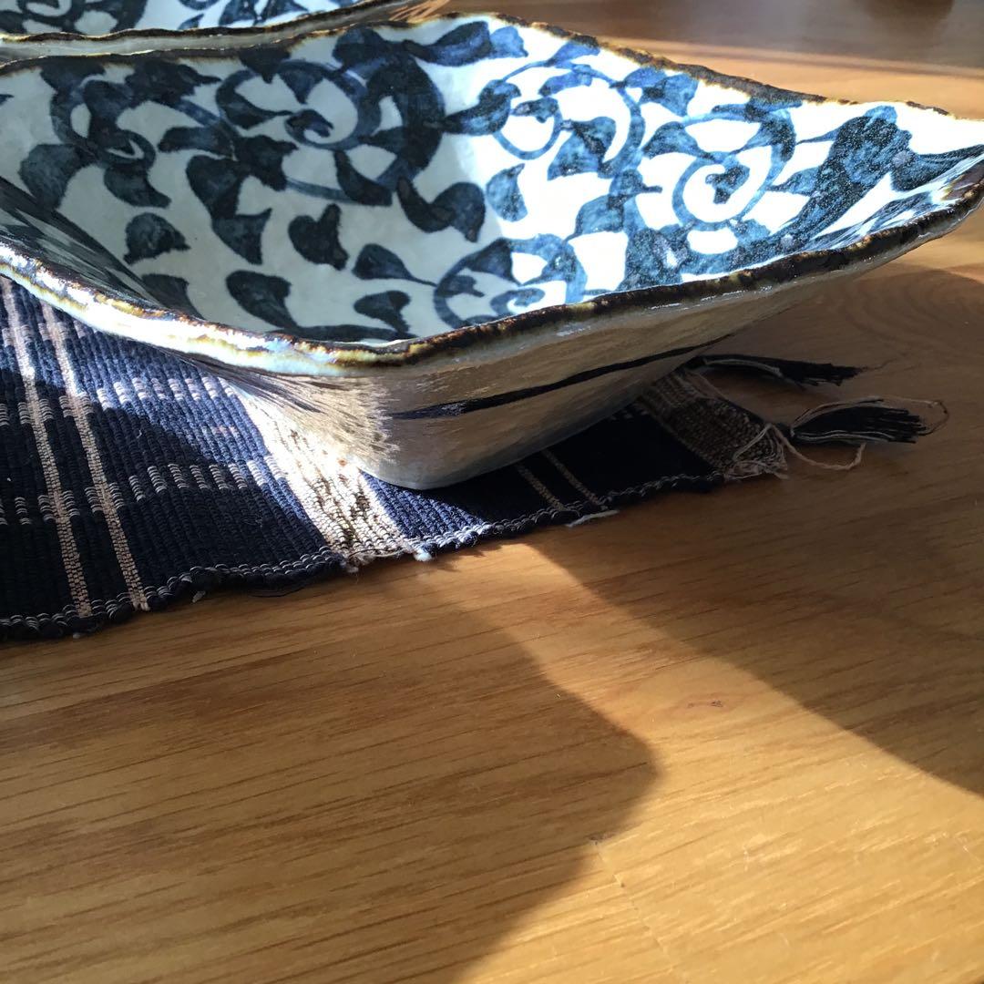 手書きたこ唐草 角型多用鉢 角皿 パスタ皿 煮物鉢4点セット 美濃焼