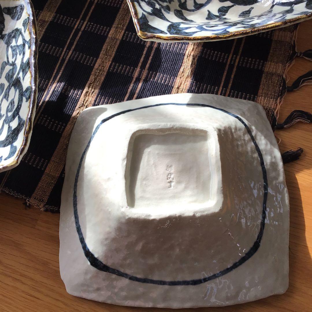 手書きたこ唐草 角型多用鉢 角皿 パスタ皿 煮物鉢4点セット 美濃焼