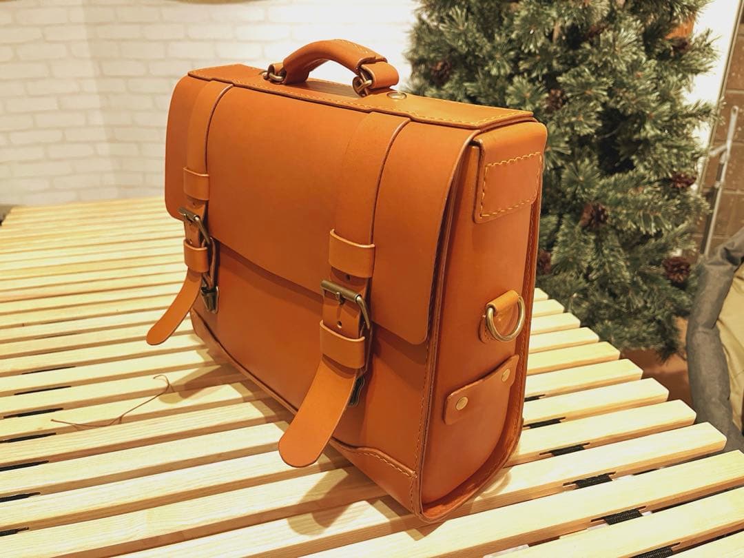 【総手縫い】本革サッチェルバッグ ショルダーバッグ　Riccio ハンドメイド