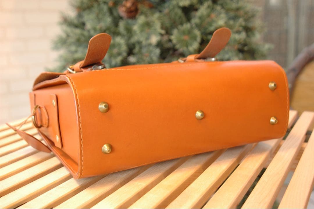 【総手縫い】本革サッチェルバッグ ショルダーバッグ　Riccio ハンドメイド