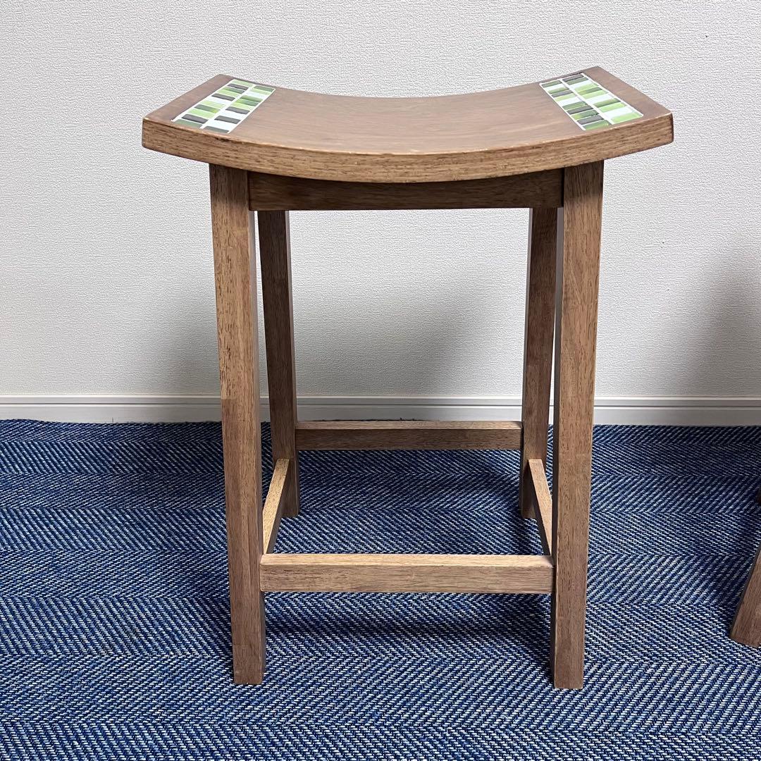 ②大川家具　スツール　木製 タイル 椅子　TESTA テスタ　天然木　北欧