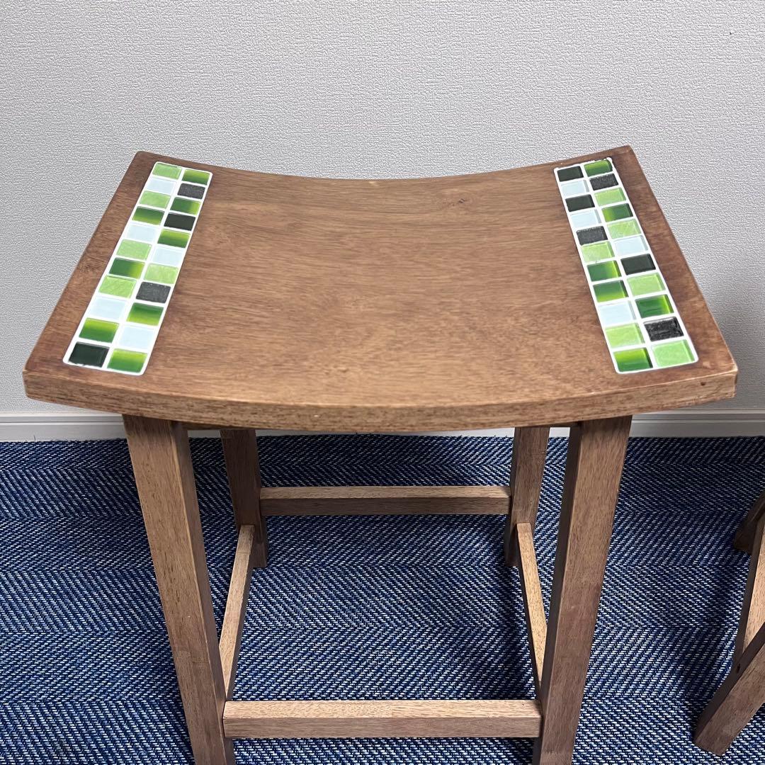 ②大川家具　スツール　木製 タイル 椅子　TESTA テスタ　天然木　北欧