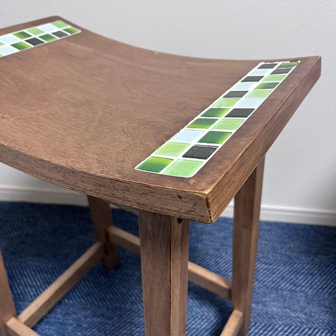 ②大川家具　スツール　木製 タイル 椅子　TESTA テスタ　天然木　北欧