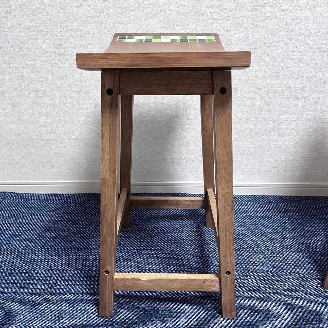 ②大川家具　スツール　木製 タイル 椅子　TESTA テスタ　天然木　北欧