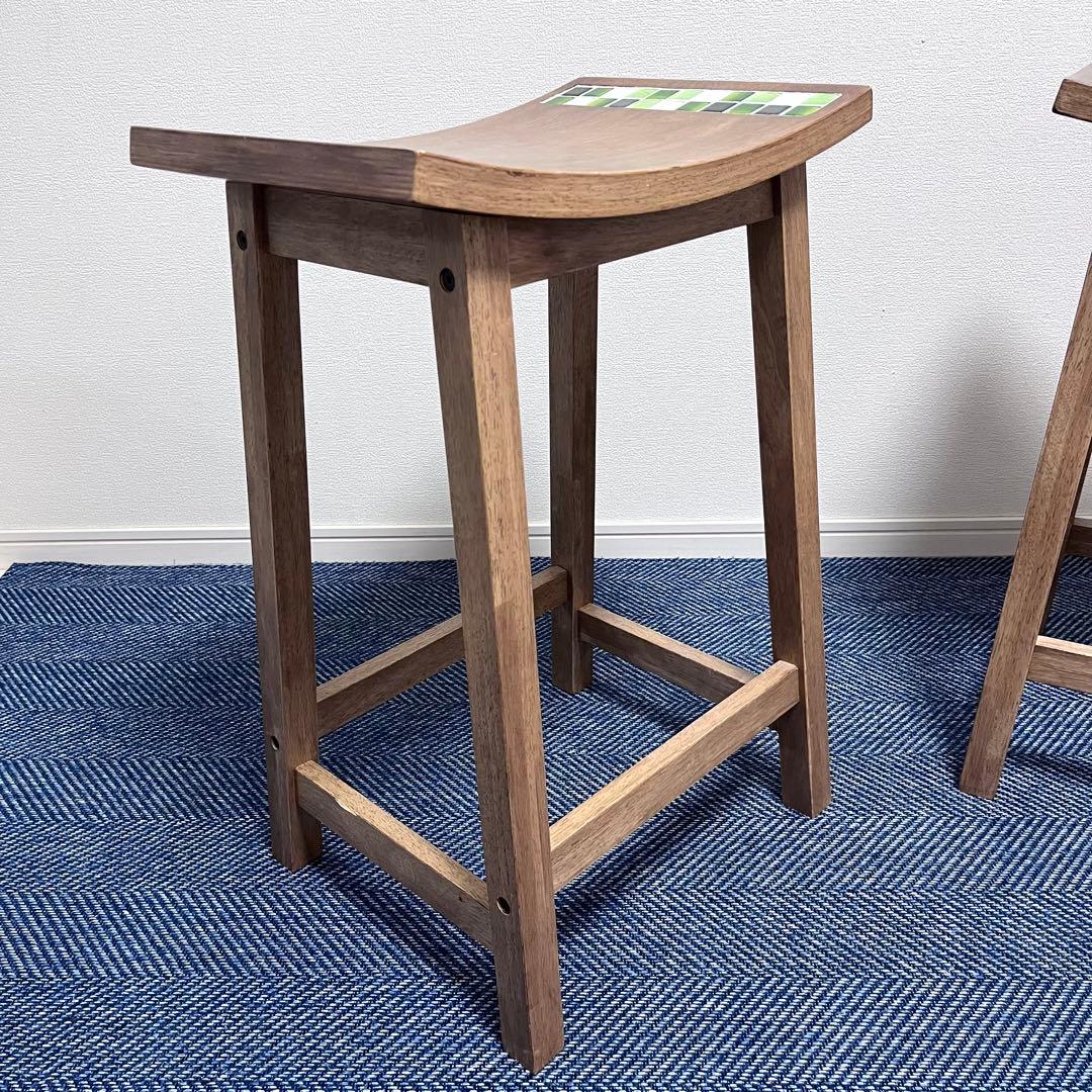 ②大川家具　スツール　木製 タイル 椅子　TESTA テスタ　天然木　北欧