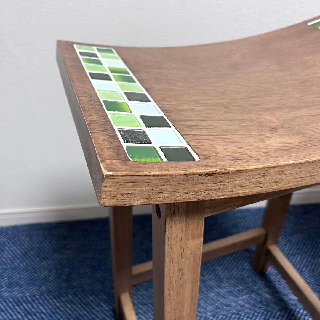 ②大川家具　スツール　木製 タイル 椅子　TESTA テスタ　天然木　北欧