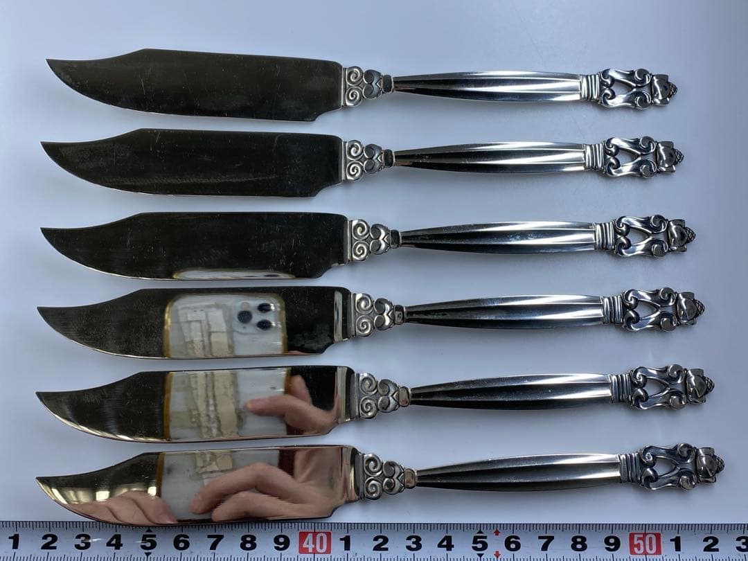 ジョージジェンセン　エコーン　フィッシュナイフ　6本組　袋付307g 20.7㎝