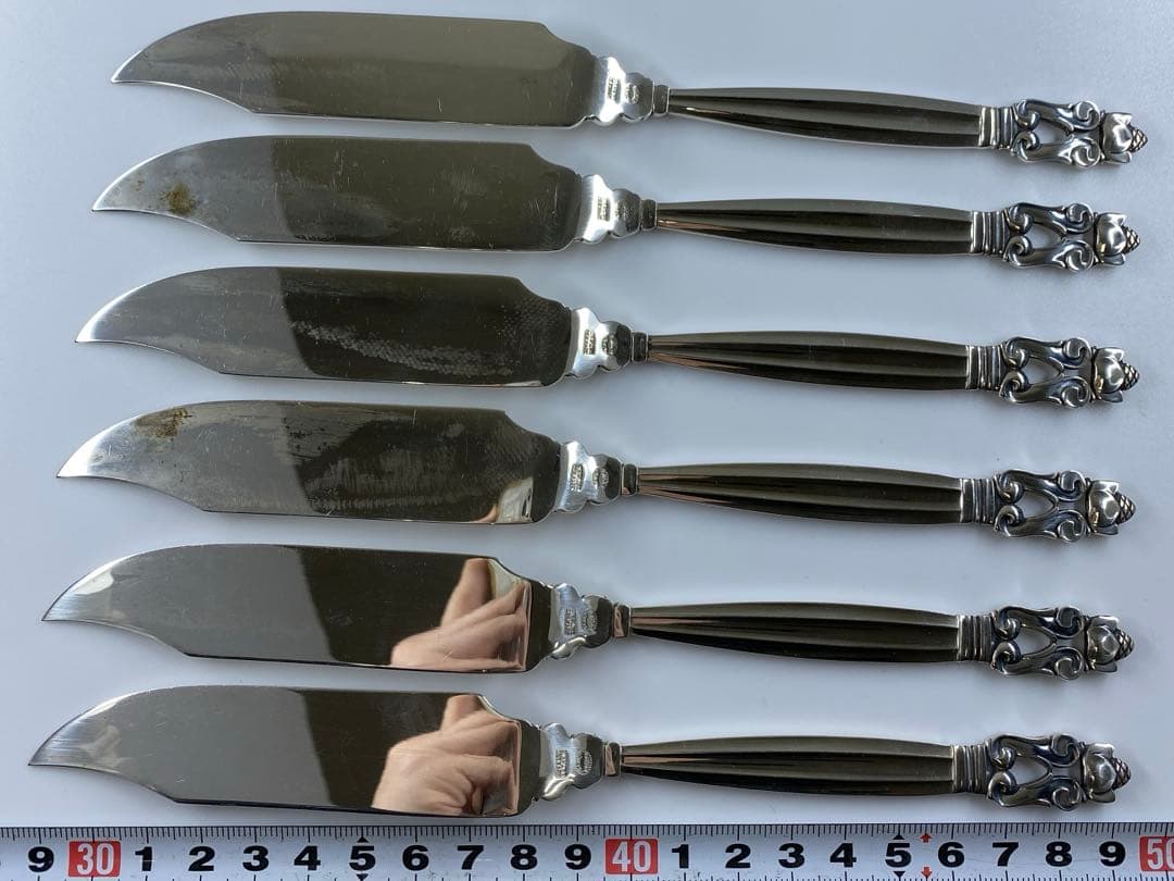 ジョージジェンセン　エコーン　フィッシュナイフ　6本組　袋付307g 20.7㎝