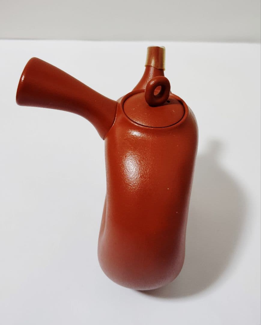 新品未使用　超レア　小西洋平作　常滑焼　急須　略歴付　煎茶道具な形状の赤茶色急須