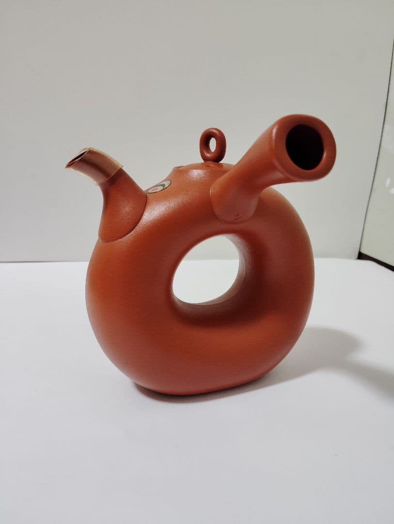 新品未使用　超レア　小西洋平作　常滑焼　急須　略歴付　煎茶道具な形状の赤茶色急須