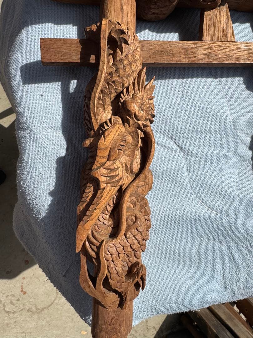 【出品記念セール中】龍巻き鳥居 掘り抜き 欅製 神輿 部品