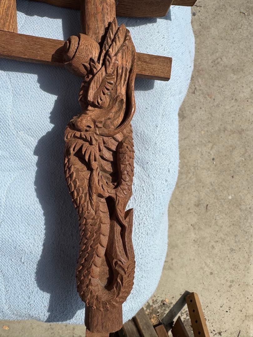 【出品記念セール中】龍巻き鳥居 掘り抜き 欅製 神輿 部品