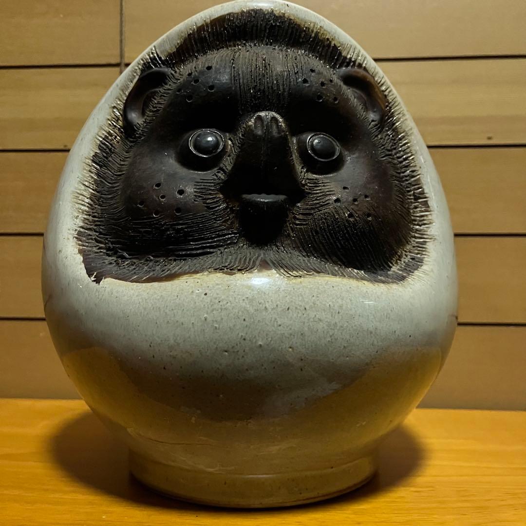 信楽焼　たぬきだるま　紅白2体セット