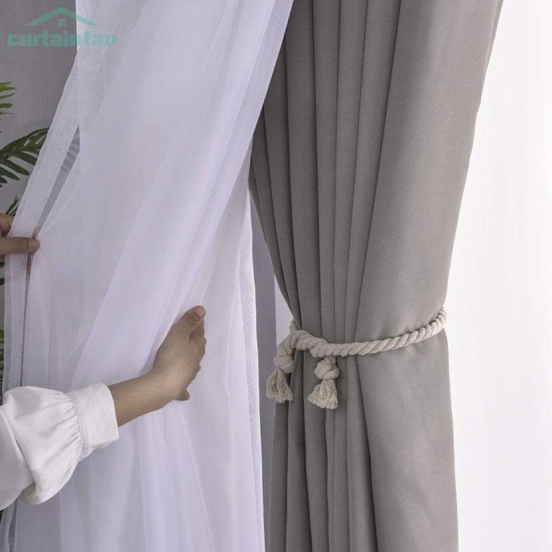 遮光カーテン・遮光 きれいな二重カーテン 断熱保温 無地 一体型 2倍ヒダ