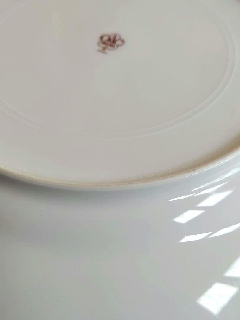 【美品】大倉陶園 ブルーローズ（8011）　花型　26cm ミート皿 ほぼ純金縁