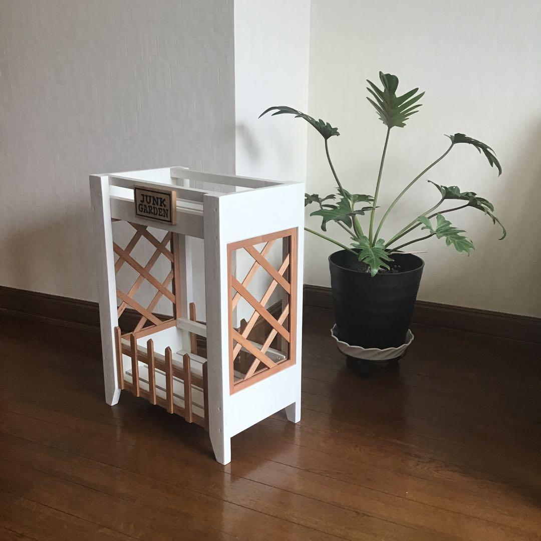 woodトレリスパネル・木製フェンス2段プランターラック