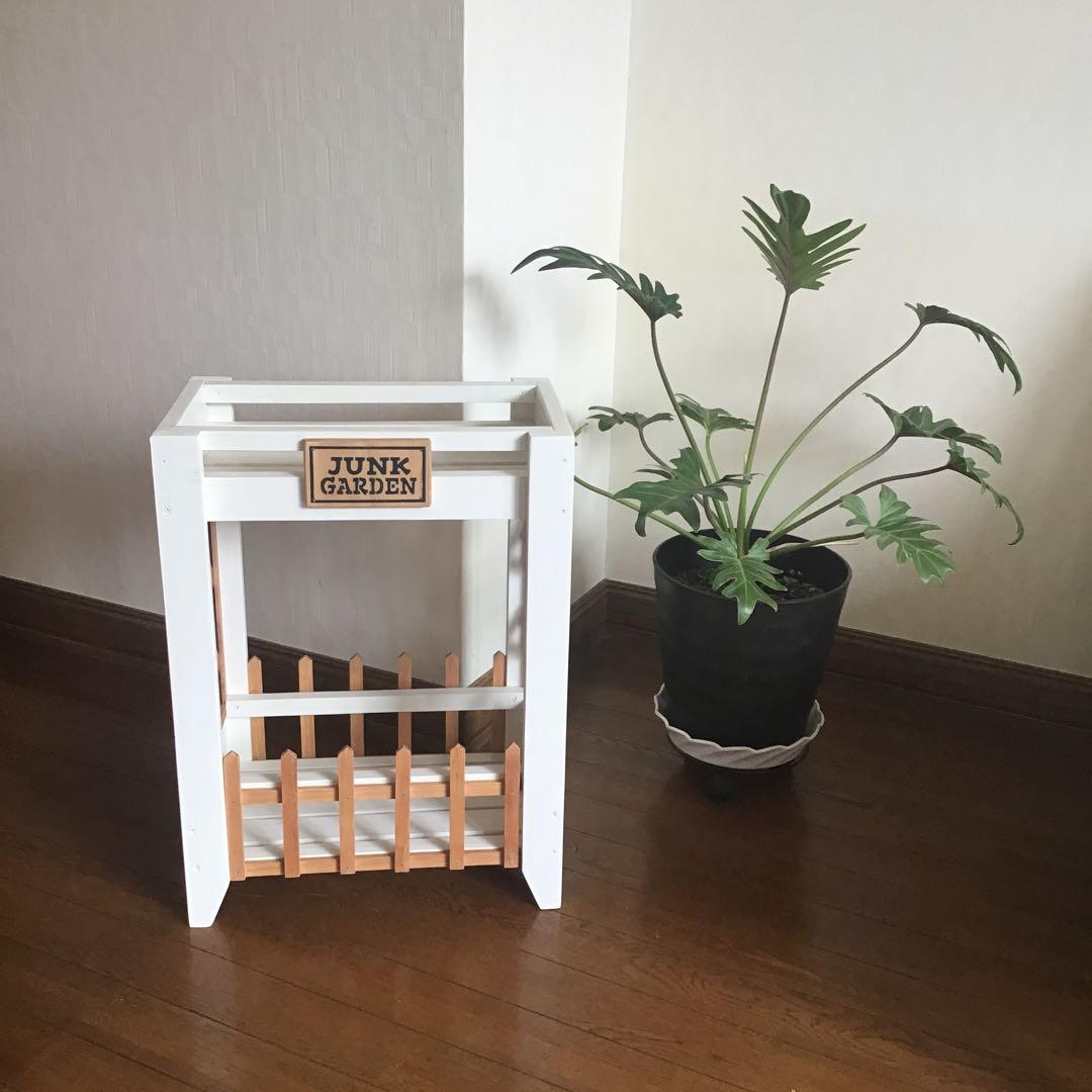 woodトレリスパネル・木製フェンス2段プランターラック