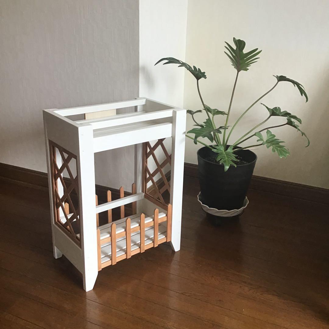 woodトレリスパネル・木製フェンス2段プランターラック