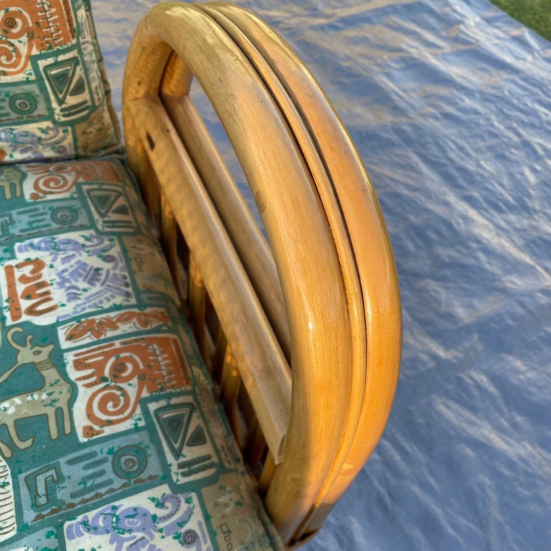 天然籐 ラタン 回転式 リクライニング座椅子 肘付き アームレスト付き