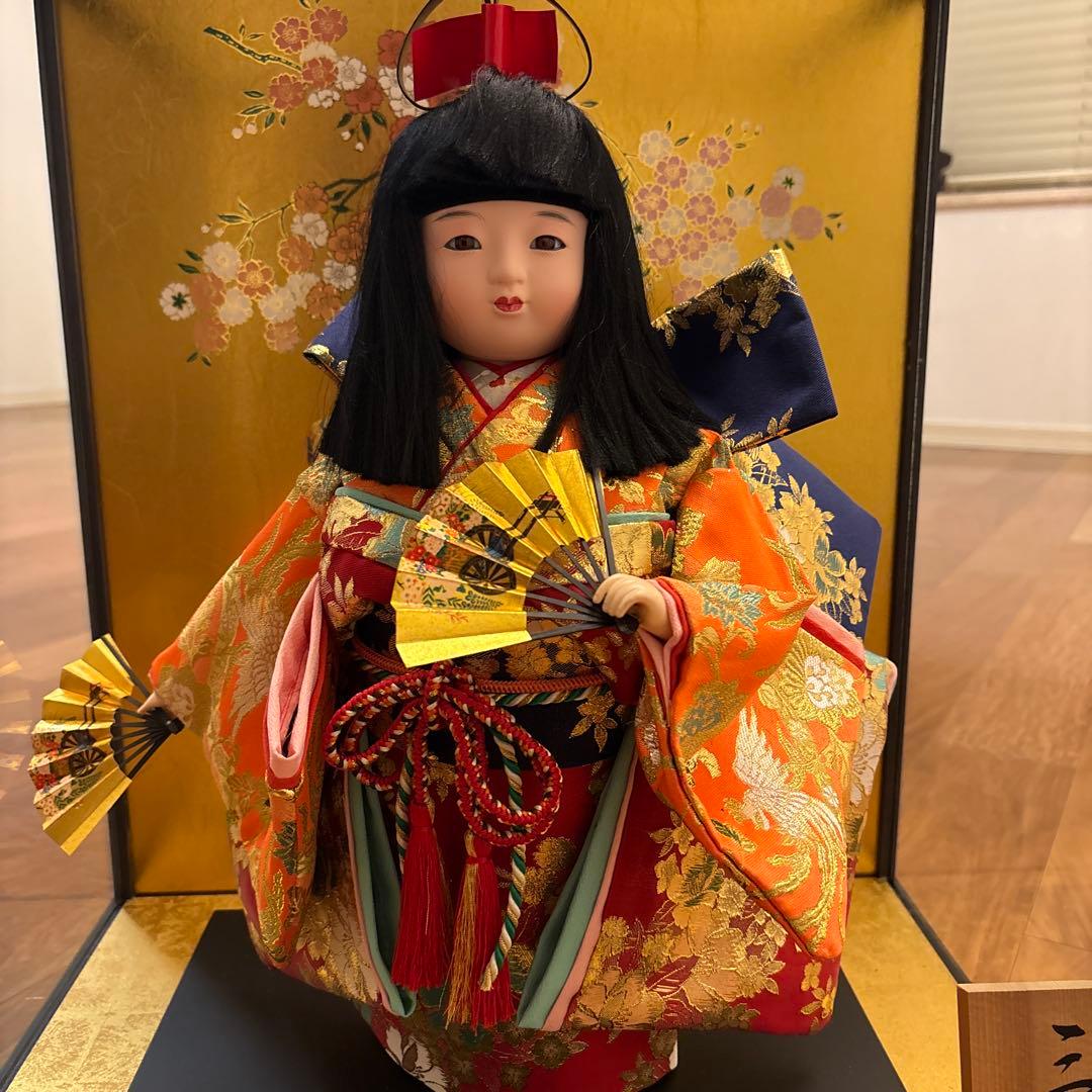 市松人形　三笠　大峰　ガラスケース、箱付き