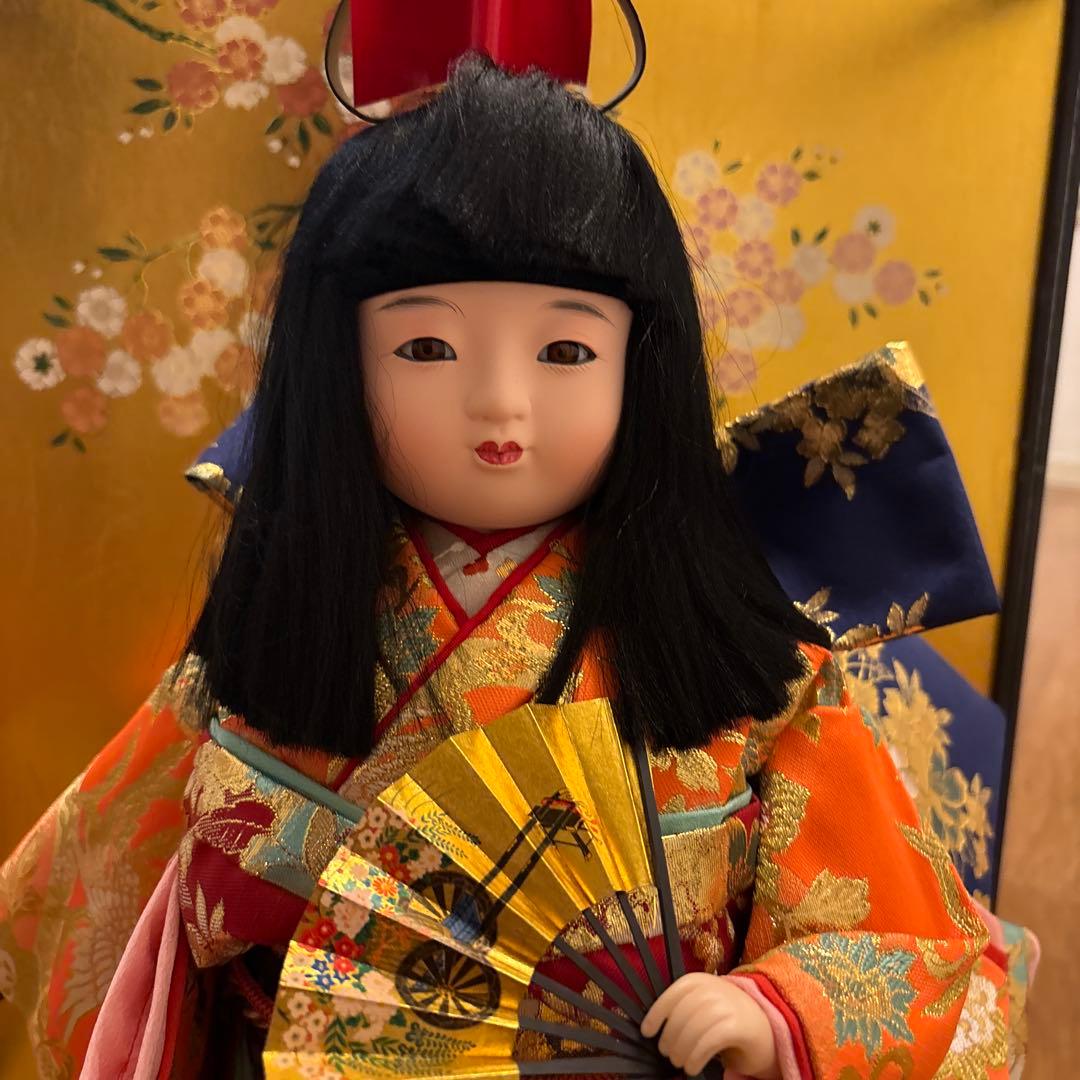 市松人形　三笠　大峰　ガラスケース、箱付き