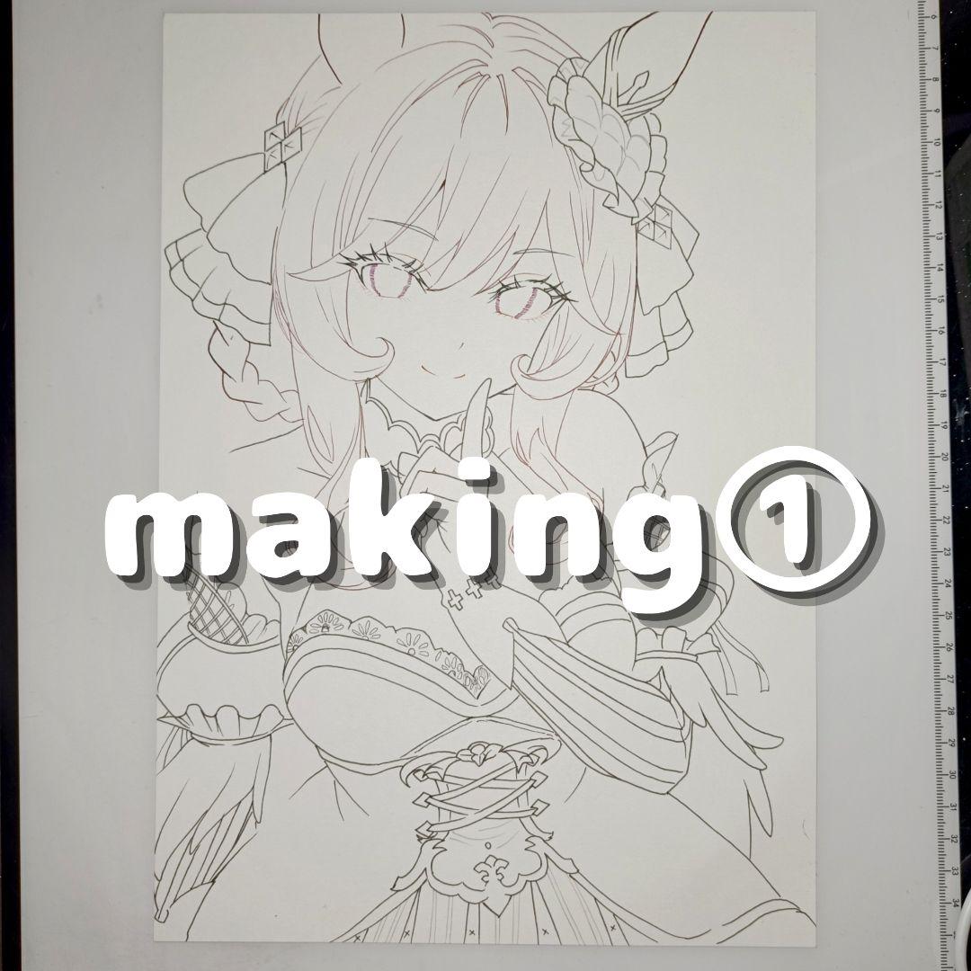 ウマ娘　ジェンティルドンナ　手描きイラスト　原画　中色紙　コピック　一点物