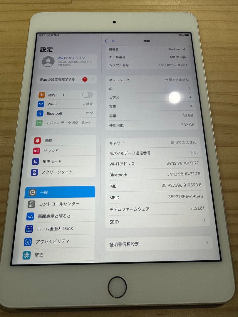 【本体のみ】iPad mini 第4世代 16GB docomo