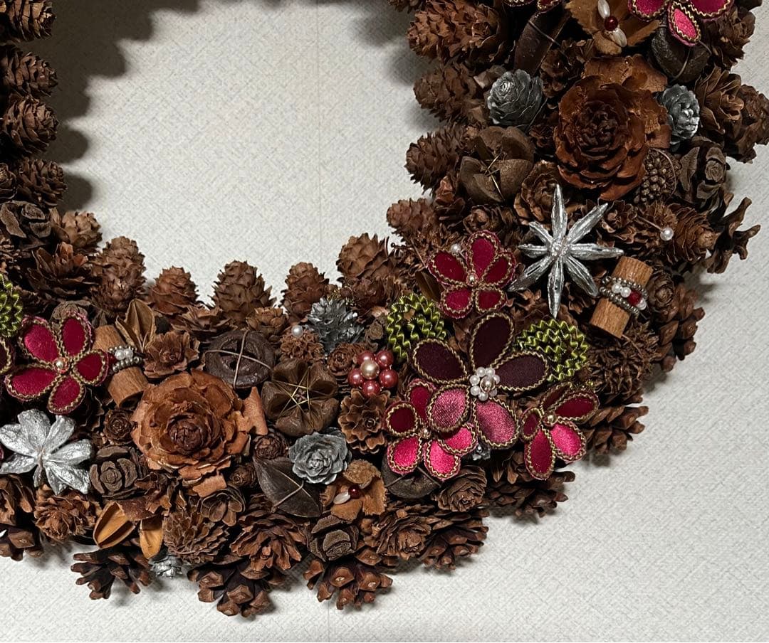【ハンドメイド】木の実のリース　約４０センチ　大型
