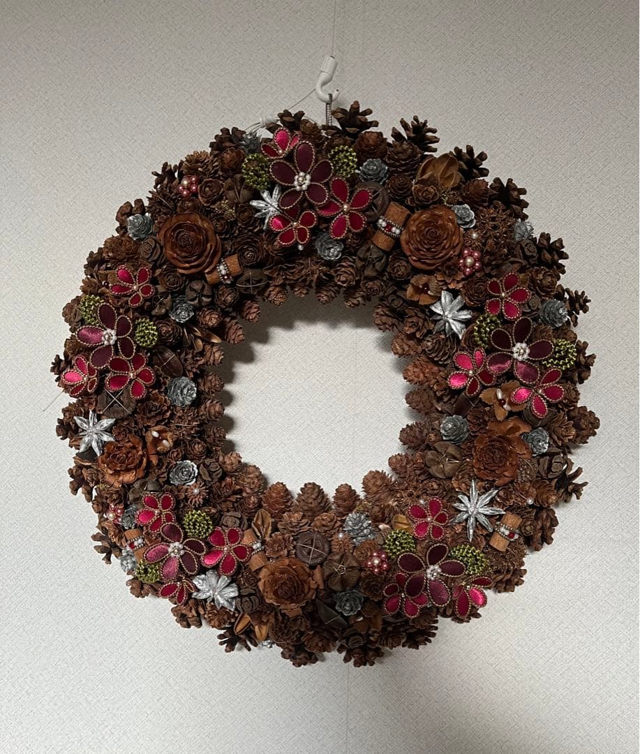 【ハンドメイド】木の実のリース　約４０センチ　大型
