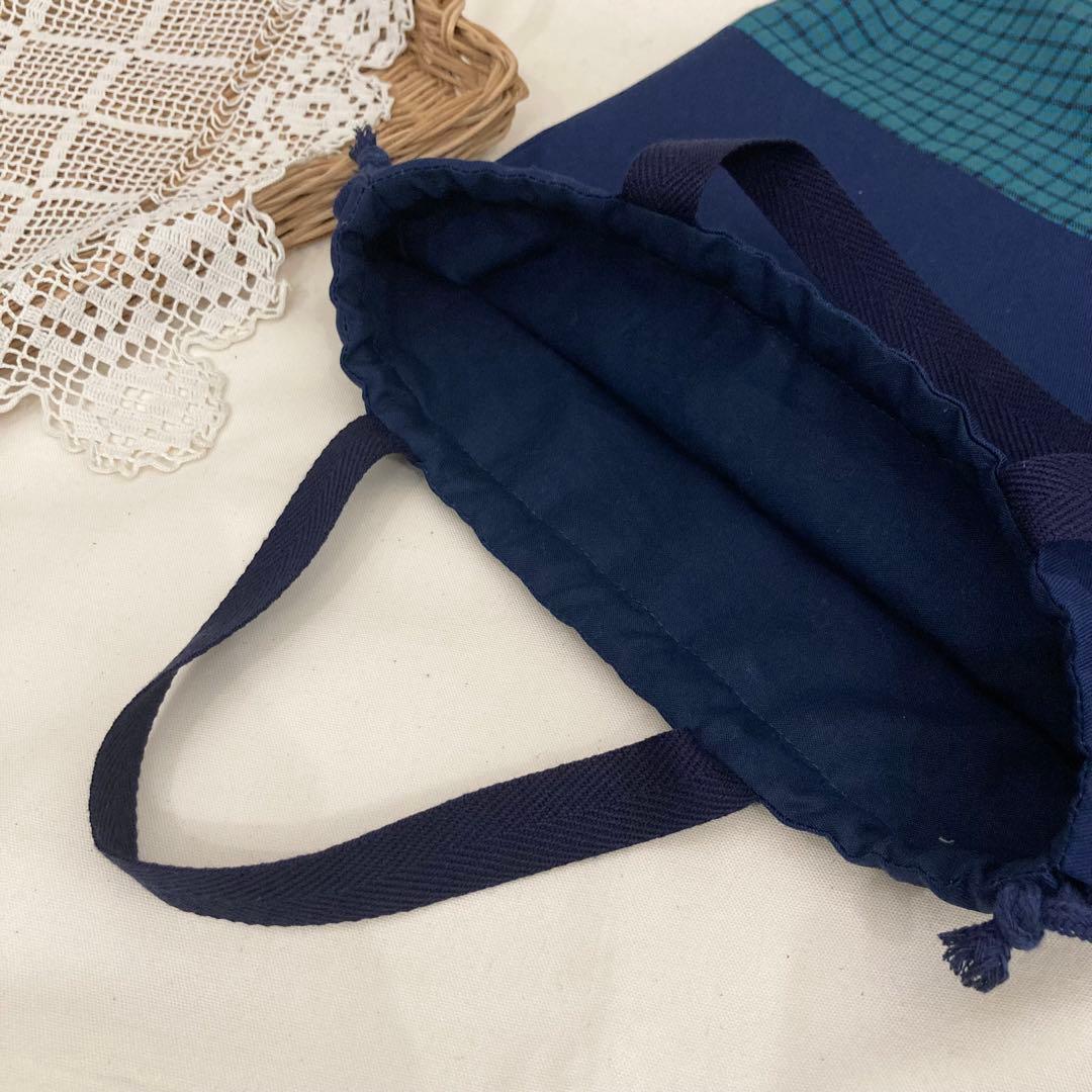 【あき】通園通学グッズ　5点セット　ファミリア風チェック　クローバー　青車