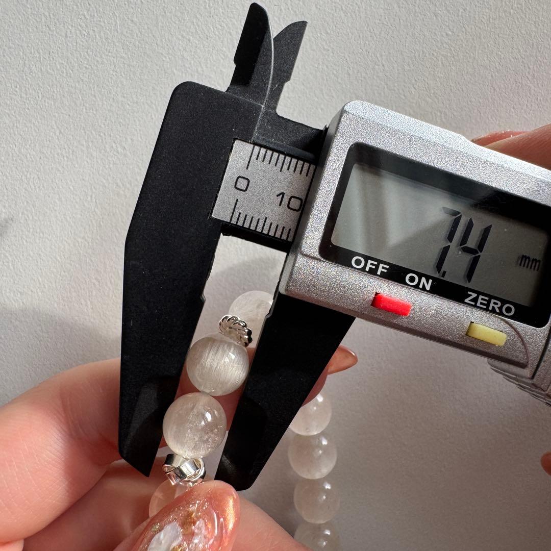 一点物　天然石　ハンドメイドブレス　ムーンストーン　薔薇　ラビットヘア　サゲ