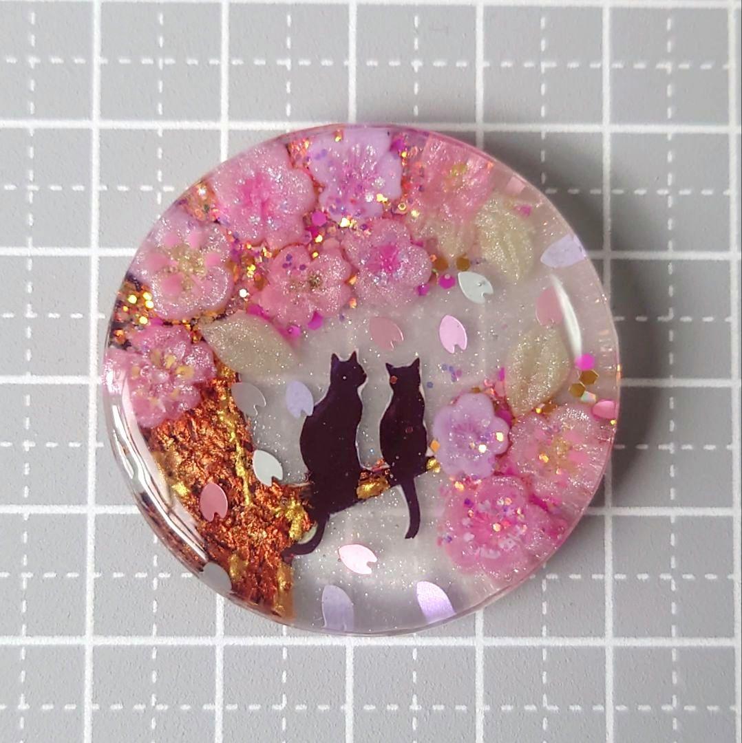 レジン　猫　ヘアゴム　ブローチ　ポニーフック　No.569