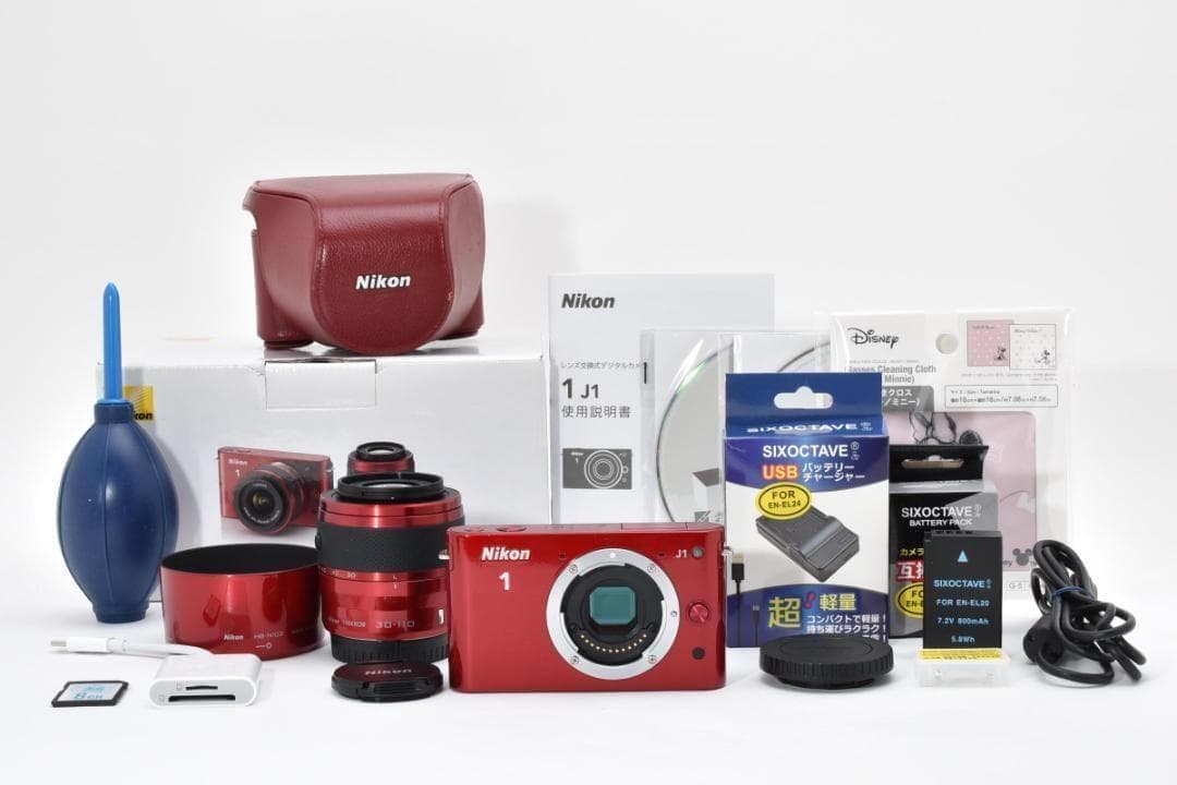 【極上品】ショット数1634回！ Nikon 1 J1 レッド 望遠レンズセット