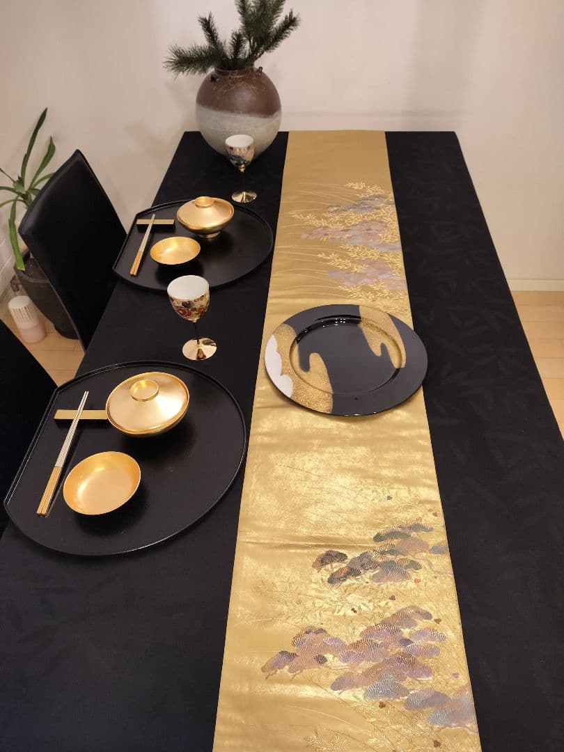 A345★高級‼️作家帯‼️袋帯テーブルランナー2ｍ6cm