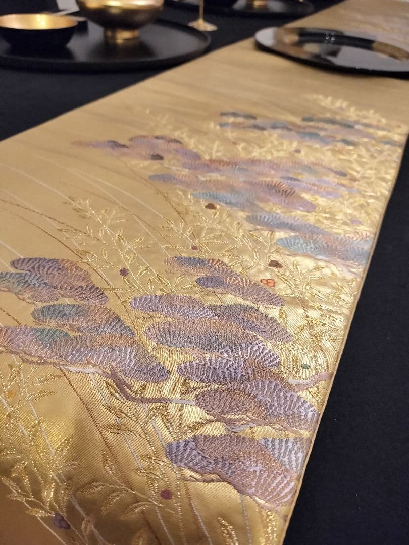 A345★高級‼️作家帯‼️袋帯テーブルランナー2ｍ6cm