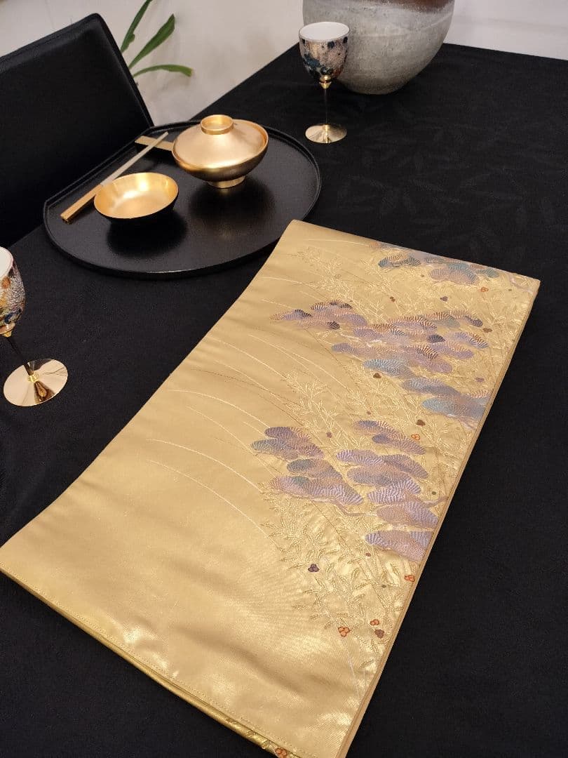 A345★高級‼️作家帯‼️袋帯テーブルランナー2ｍ6cm