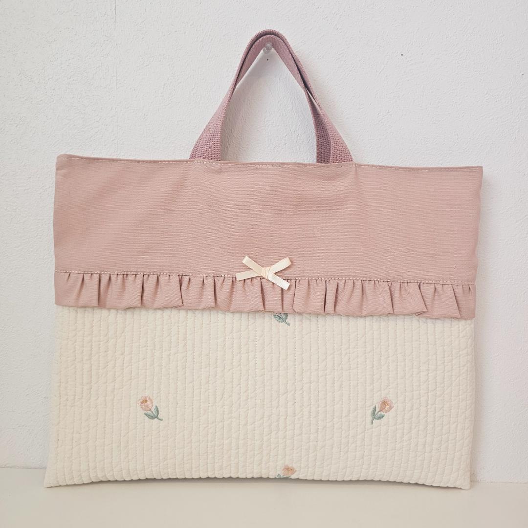 入学・入園3点セット★ヌビ　刺繍　チューリップレッスンバッグ・上履き入れ・ナップ
