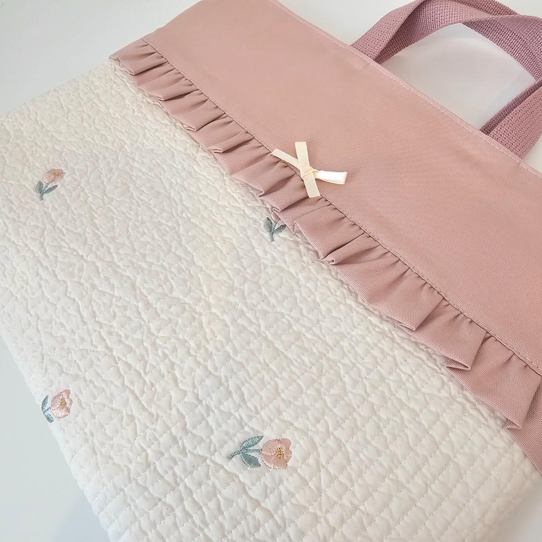 入学・入園3点セット★ヌビ　刺繍　チューリップレッスンバッグ・上履き入れ・ナップ