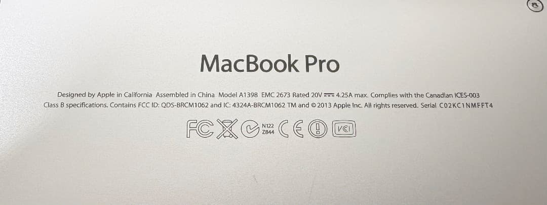 MacBook Pro Retina Early2013 15.4インチ+おまけ