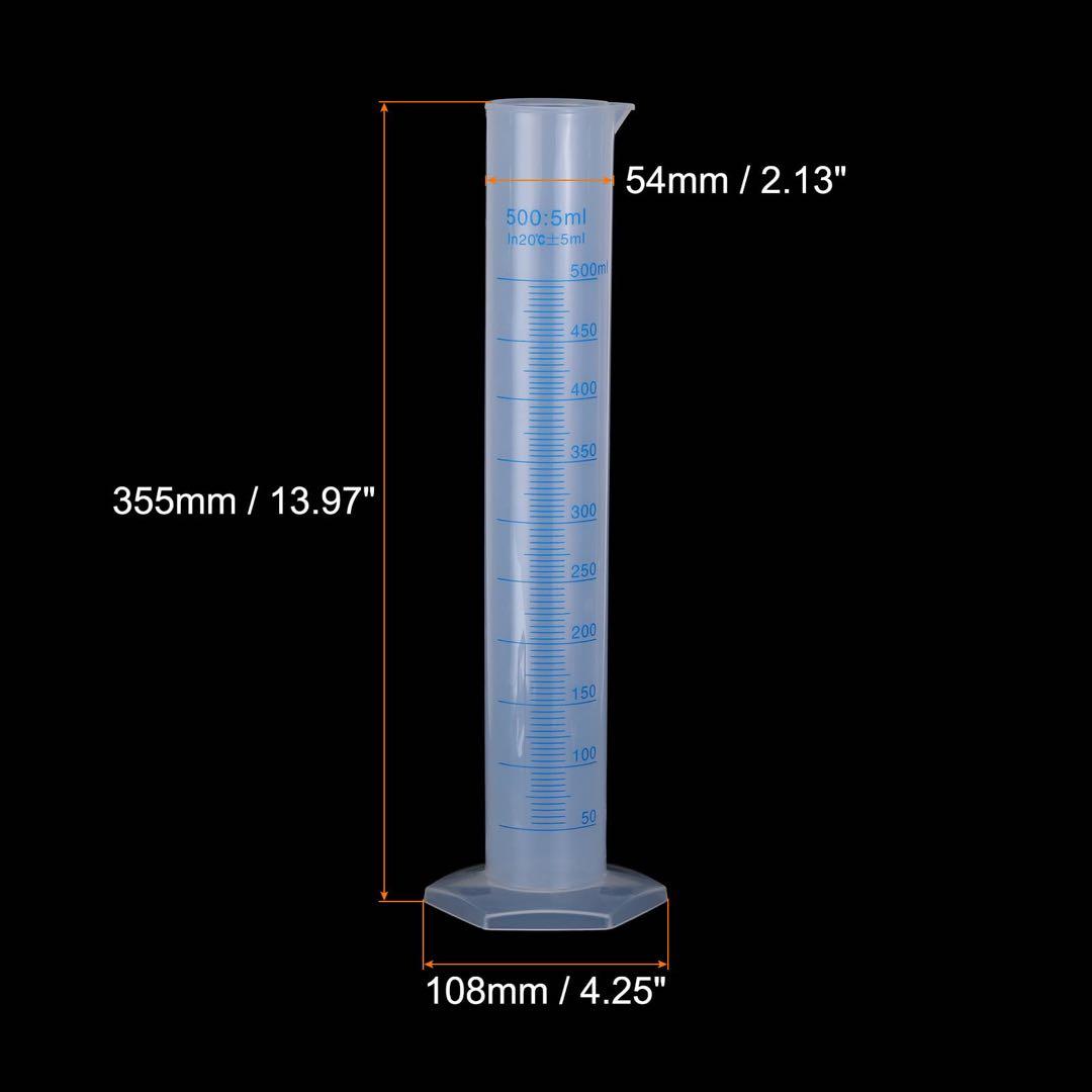 プラスチック製計量シリンダー 500mlの計量シリンダー 4個セット