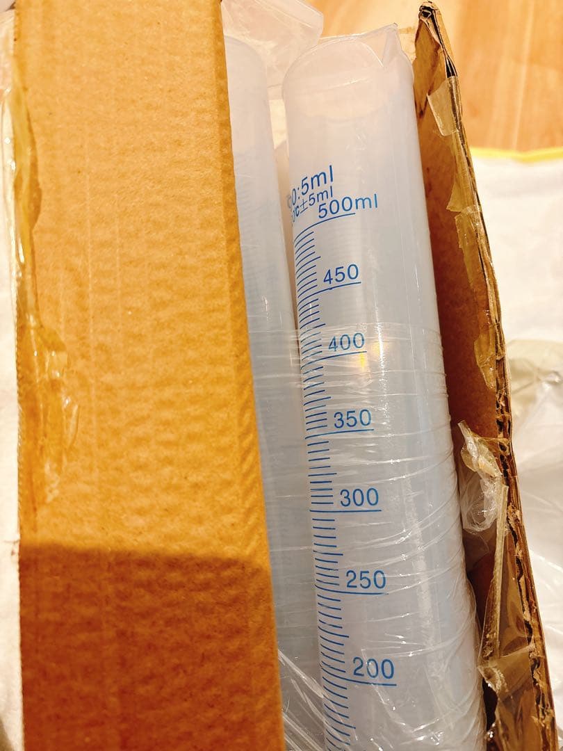 プラスチック製計量シリンダー 500mlの計量シリンダー 4個セット