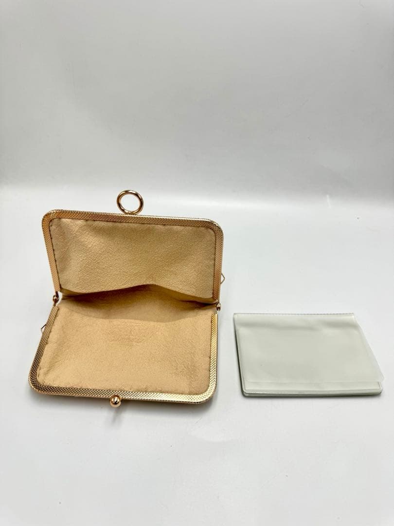 【ハンドメイド】ハンド バッグ 金糸縁白ぽいユリ 2点セット #436