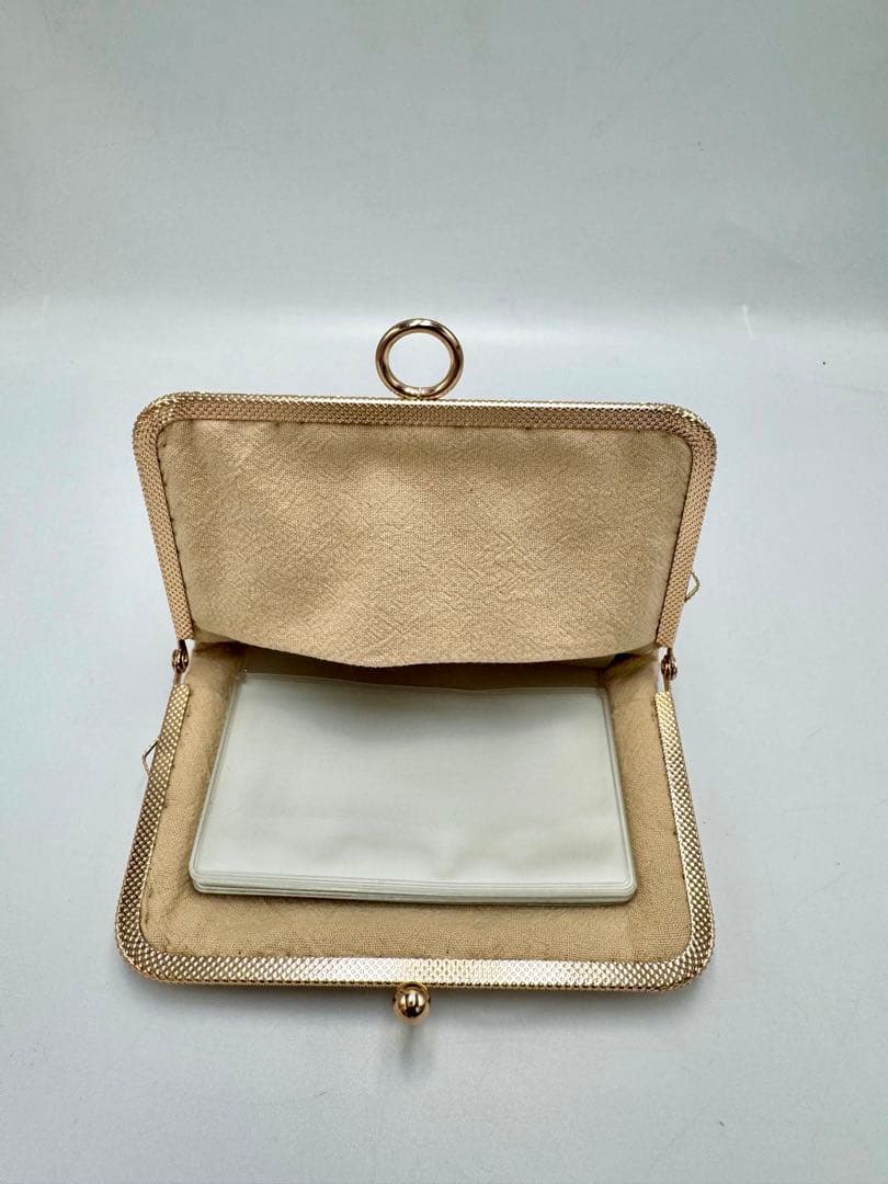 【ハンドメイド】ハンド バッグ 金糸縁白ぽいユリ 2点セット #436