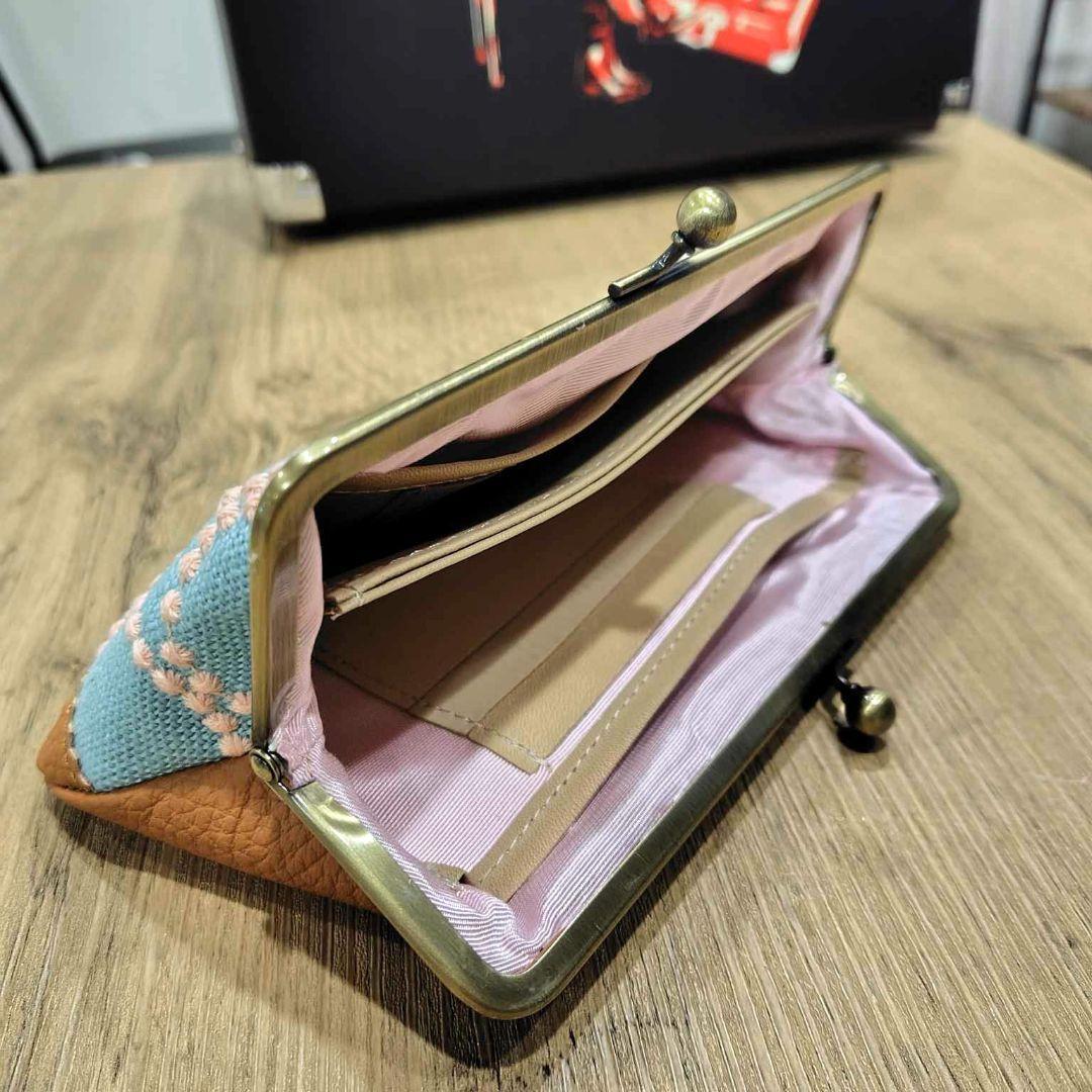 イ*ト様 ミナペルホネン /タンバリンサックス/がま口長財布薄型本革キャメル