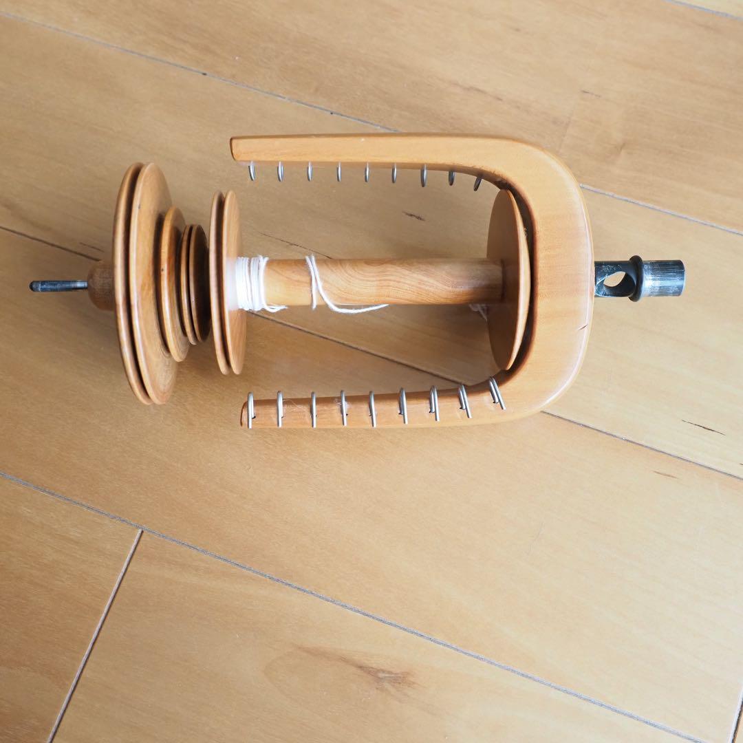 東京手織機 紡ぎ車2 ｜さくら材 オイル仕上げ｜高級紡毛機