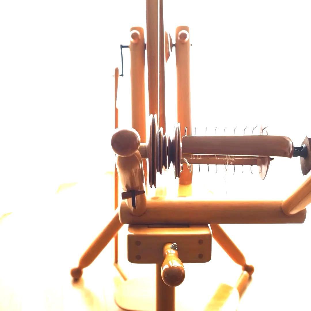 東京手織機 紡ぎ車2 ｜さくら材 オイル仕上げ｜高級紡毛機