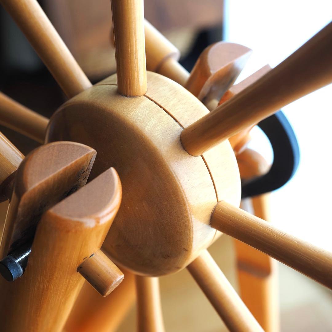 東京手織機 紡ぎ車2 ｜さくら材 オイル仕上げ｜高級紡毛機