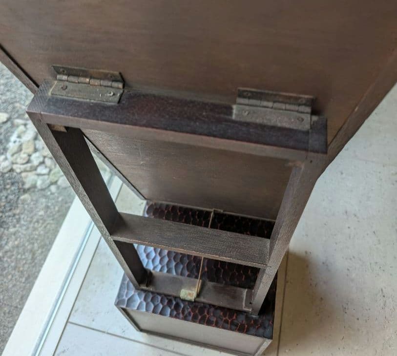 鎌倉彫　花の姿見　鏡台　化粧台　レトロ　ドレッサー　牡丹　漆塗り