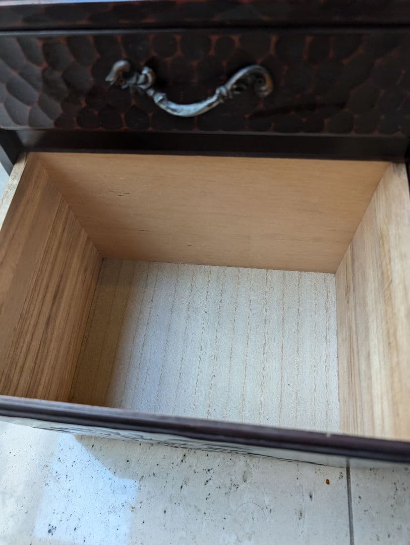 鎌倉彫　花の姿見　鏡台　化粧台　レトロ　ドレッサー　牡丹　漆塗り